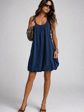 Marc by Marc Jacobs VTG Y2K Navy Blue Bubble Hem Mini Dress Pima Cotton S